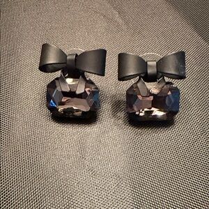 Black Bow Crystal Earrings